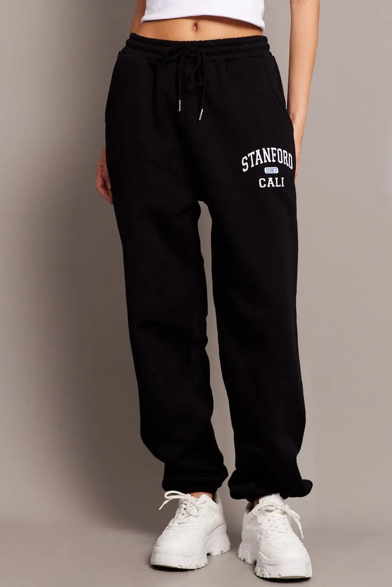 Black Track Pants High Rise sold by Ally Fashion product image thumbnail 3