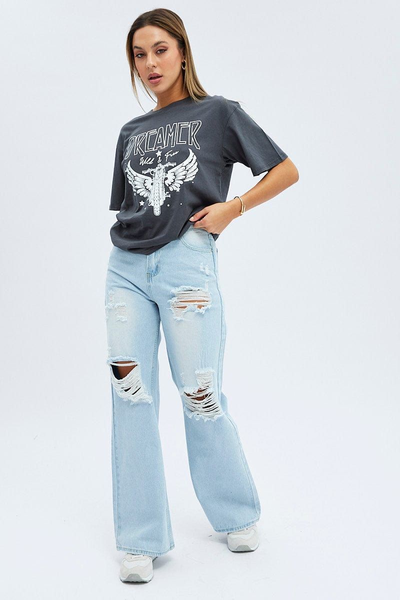 Grey Charcoal Short Sleeve Motorcycle Graphic Tee sold by Ally Fashion product image thumbnail 2
