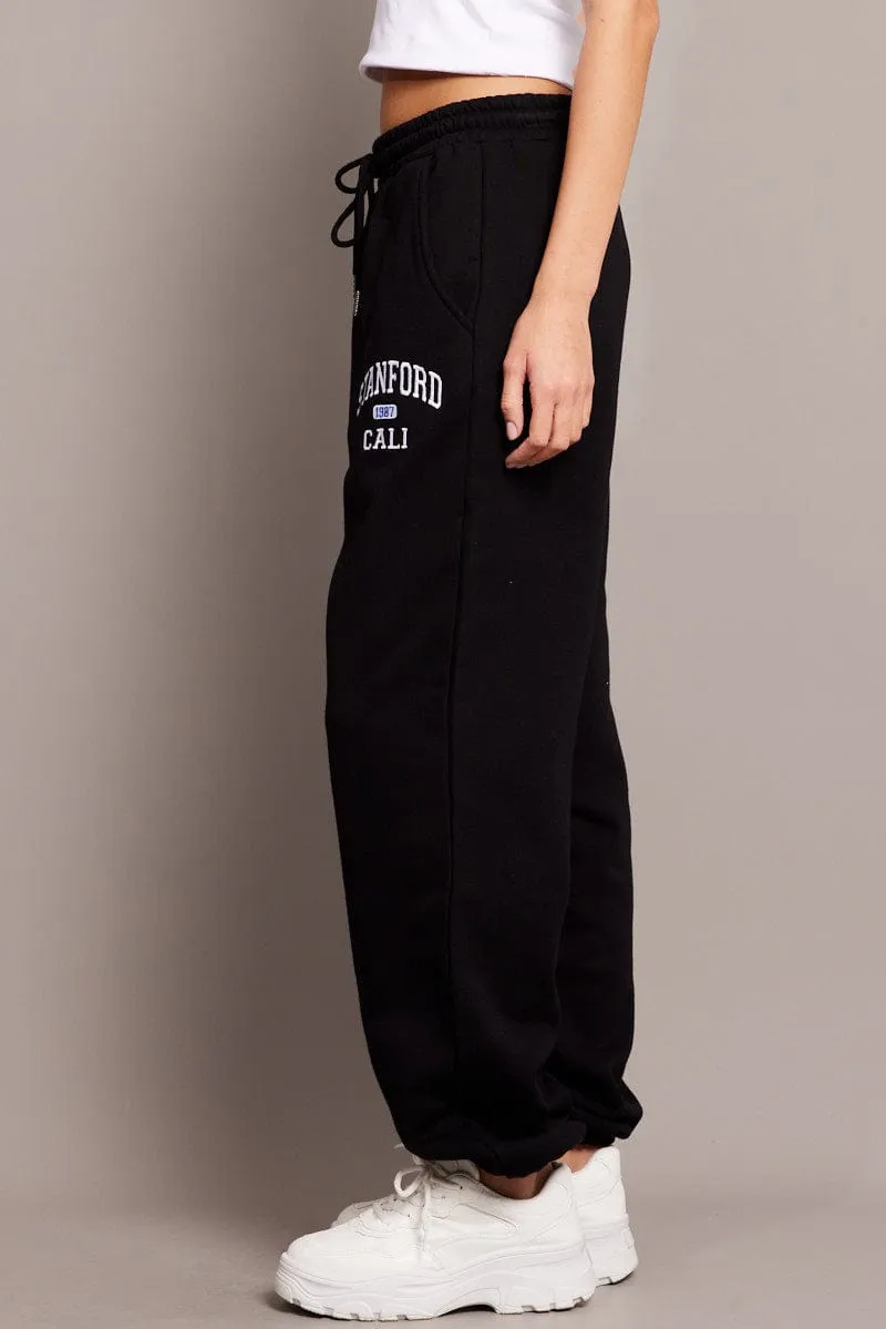 Black Track Pants High Rise sold by Ally Fashion product image thumbnail 4