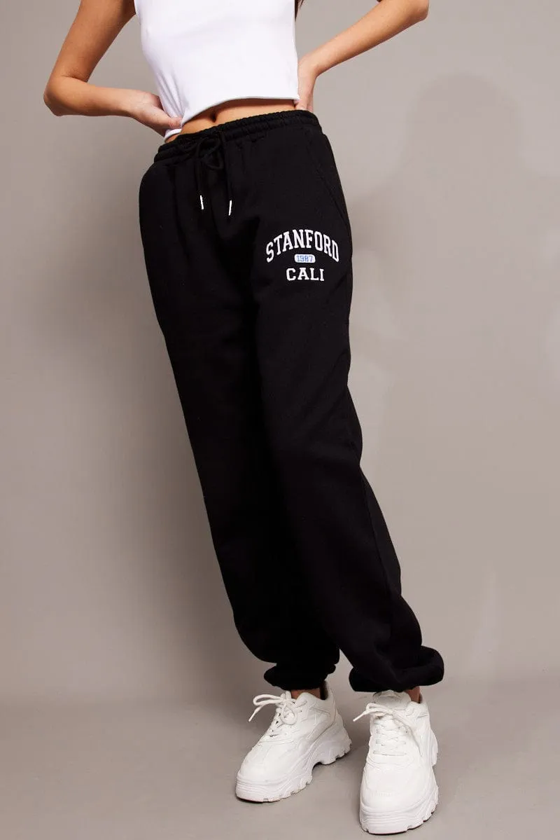Black Track Pants High Rise sold by Ally Fashion