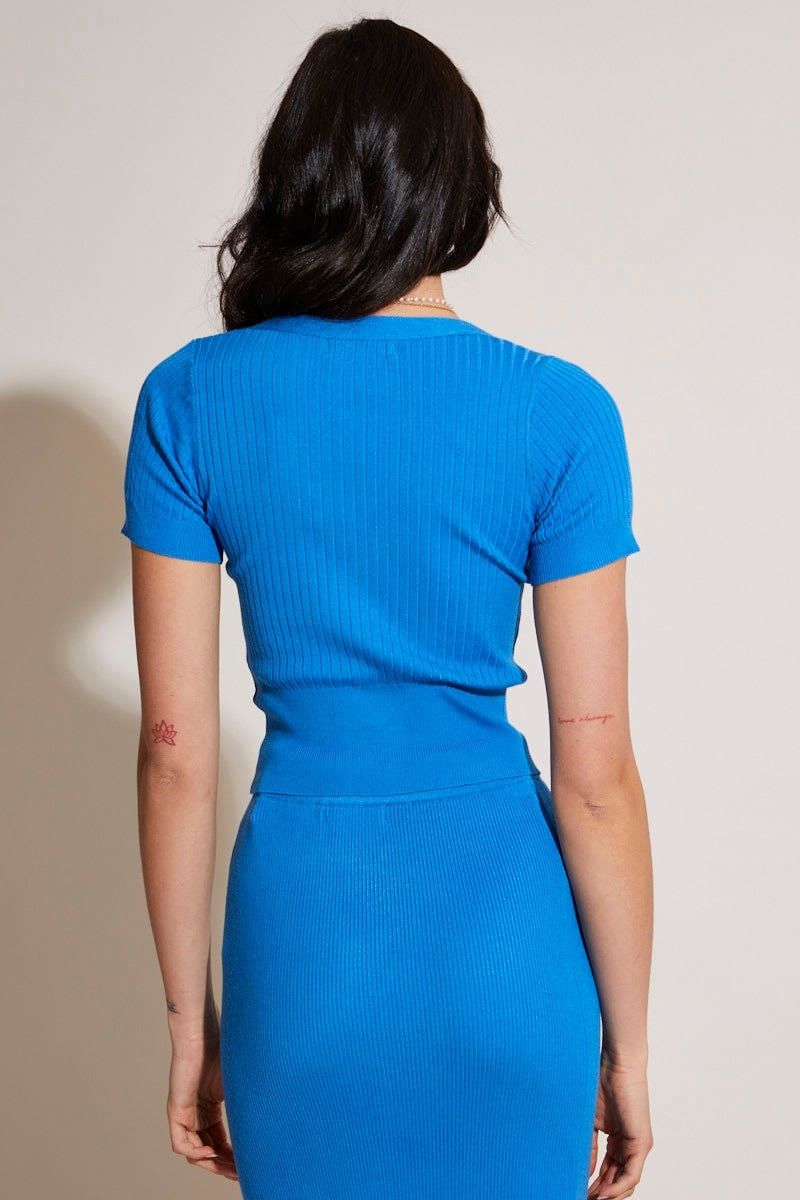 Blue Knit Cardigan Short Sleeve sold by Ally Fashion product image thumbnail 4