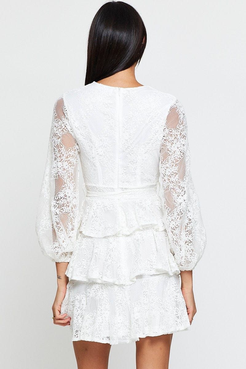 White Mini Dress Long Sleeve Evening sold by Ally Fashion product image thumbnail 5