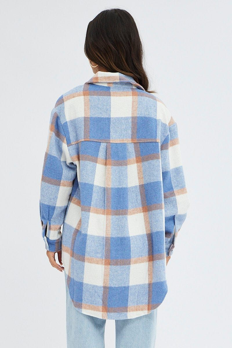 Purple Check Long Checked Print Jacket Long Sleeves sold by Ally Fashion product image thumbnail 5