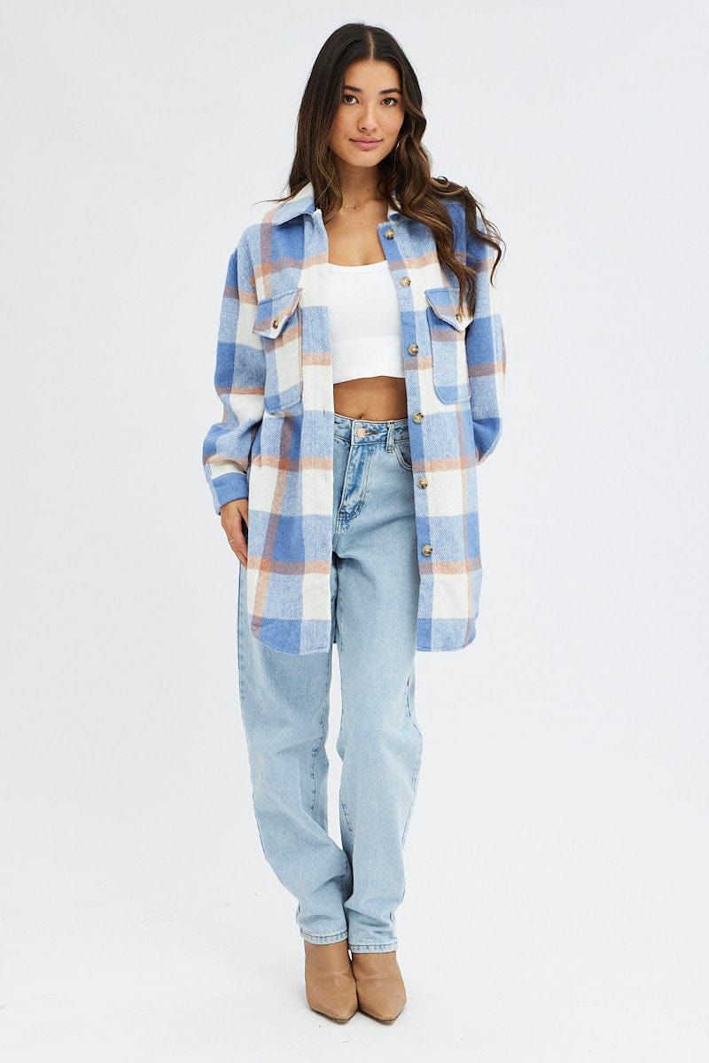 Purple Check Long Checked Print Jacket Long Sleeves sold by Ally Fashion product image thumbnail 2