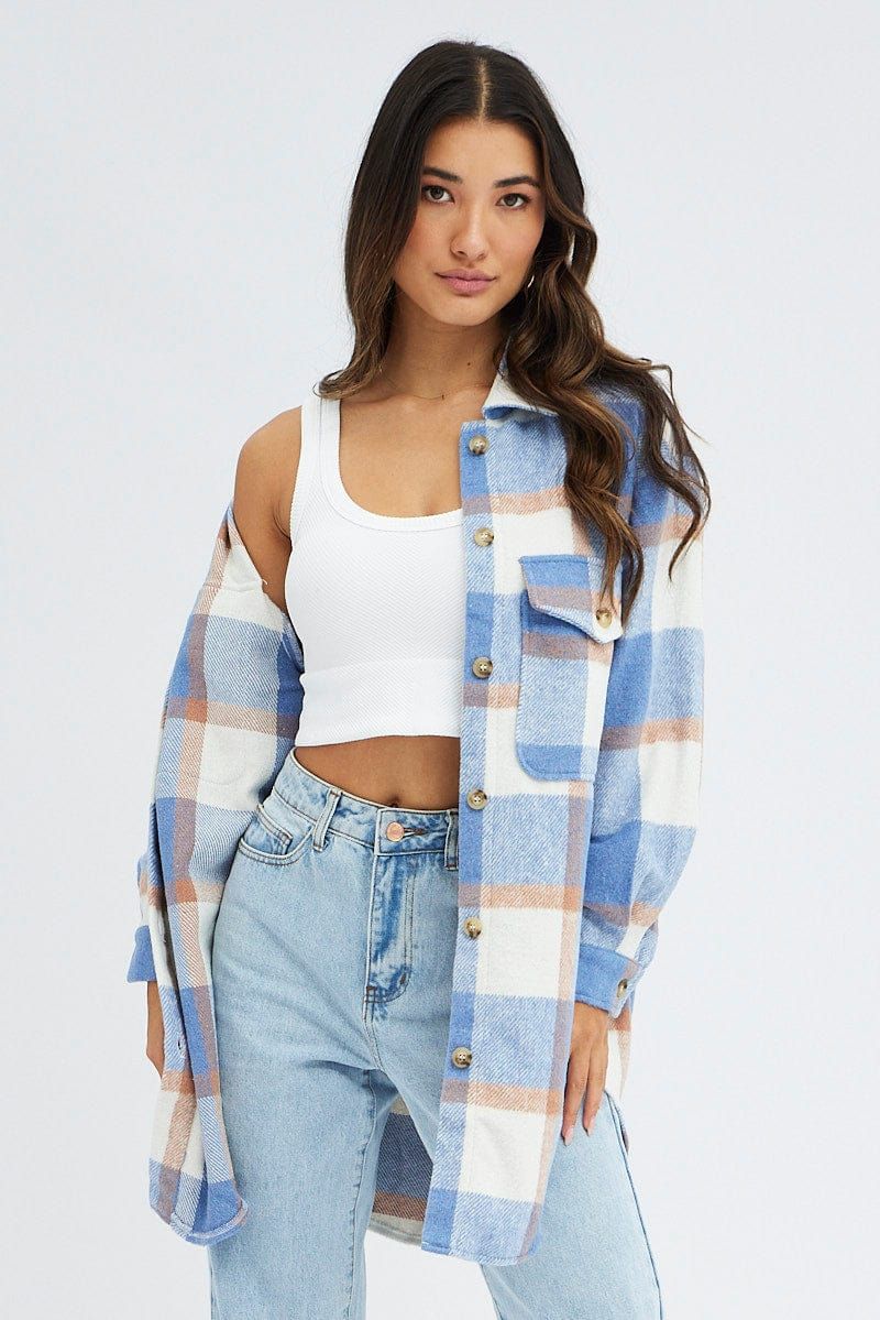 Purple Check Long Checked Print Jacket Long Sleeves sold by Ally Fashion product image thumbnail 3