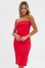 Red Boob Tube Dress Midi Bodycon Ribbed Bandeau sold by Ally Fashion