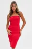 Red Boob Tube Dress Midi Bodycon Ribbed Bandeau sold by Ally Fashion