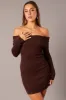 Brown Knit Dress Long Sleeve Mini sold by Ally Fashion