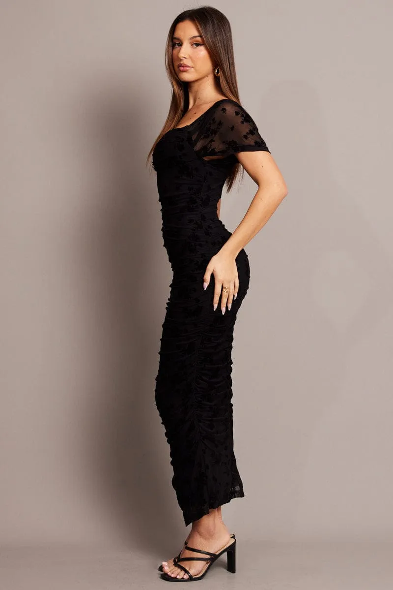 Black Bodycon Dress Mesh Burnout sold by Ally Fashion product image thumbnail 4