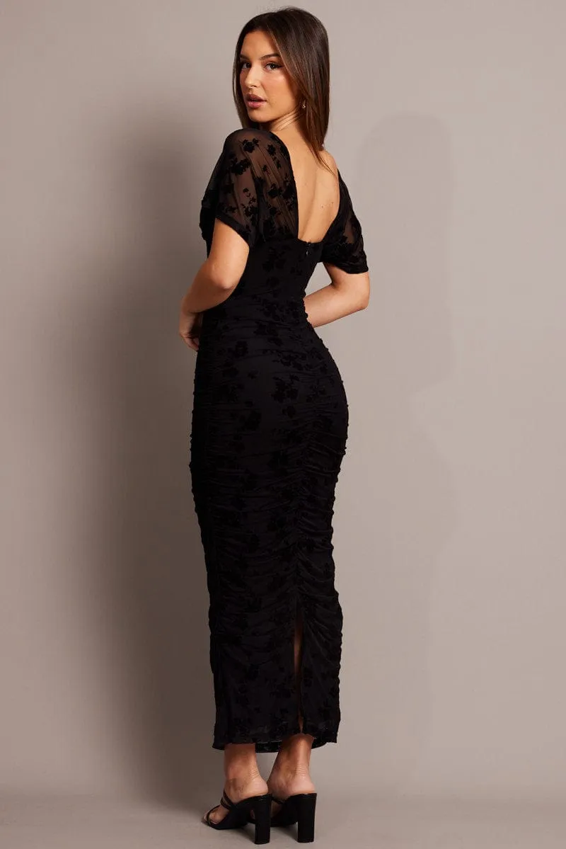 Black Bodycon Dress Mesh Burnout sold by Ally Fashion product image thumbnail 5