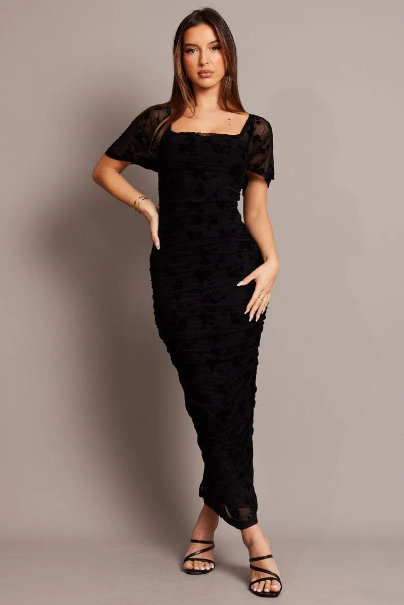 Black Bodycon Dress Mesh Burnout sold by Ally Fashion product image thumbnail 2