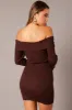 Brown Knit Dress Long Sleeve Mini sold by Ally Fashion