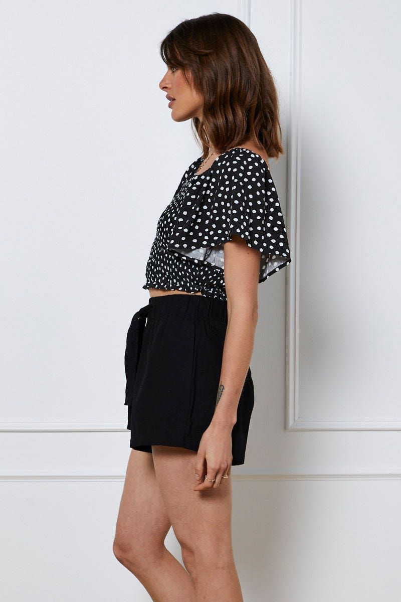 Black Tie Up Shorts High Waist sold by Ally Fashion product image thumbnail 4