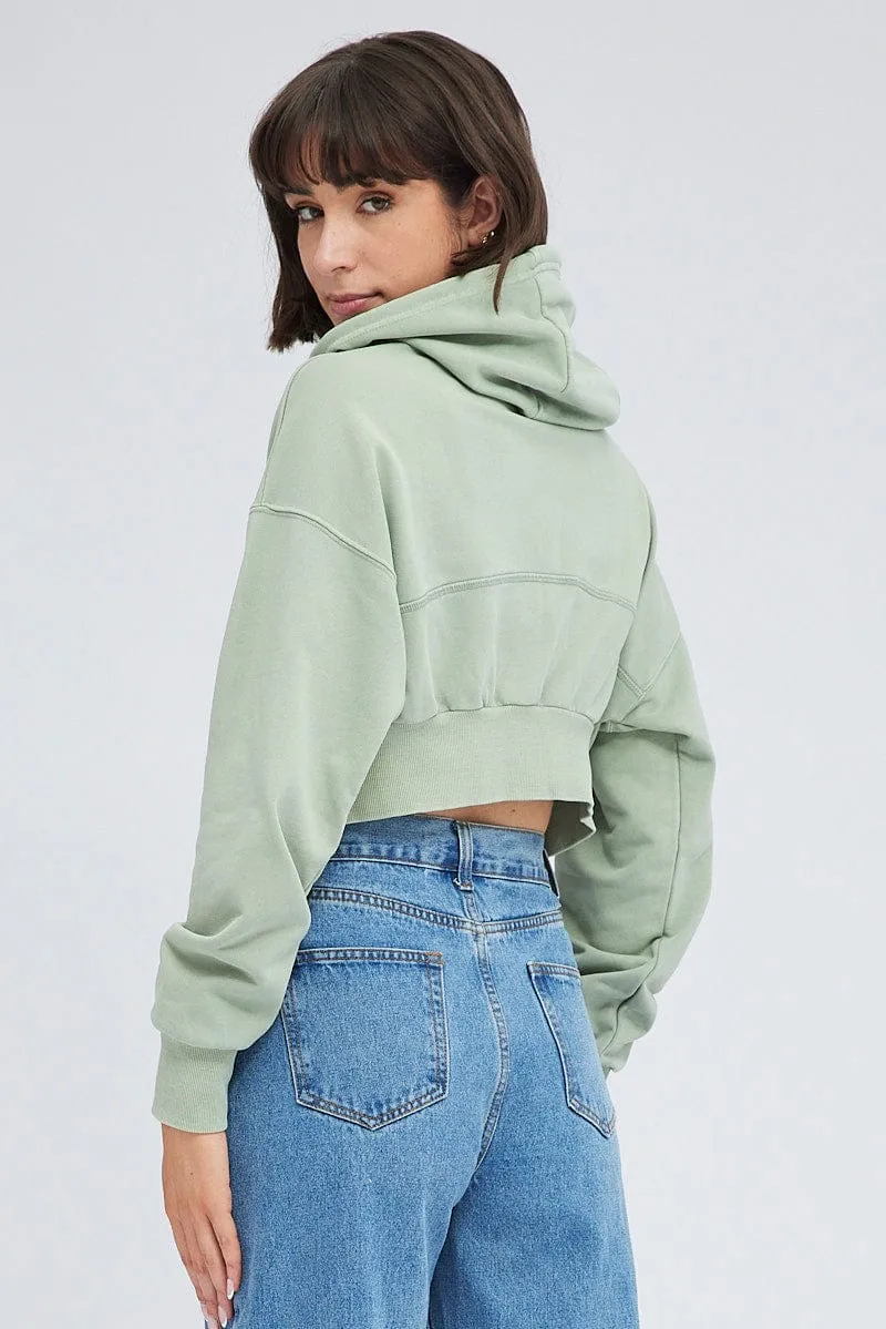Green Zip Hoodie Long Sleeve Crop sold by Ally Fashion product image thumbnail 5