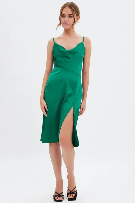 Green Cowl Neck Slip Midi Dress sold by Ally Fashion