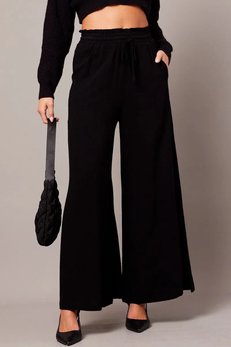 Black Wide Leg Pants High Rise sold by Ally Fashion product image thumbnail 3