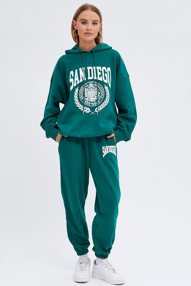 Green Graphic Hoodie Sweater Long Sleeve sold by Ally Fashion product image thumbnail 2