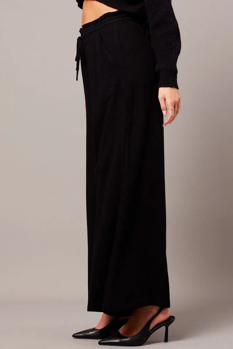 Black Wide Leg Pants High Rise sold by Ally Fashion product image thumbnail 4