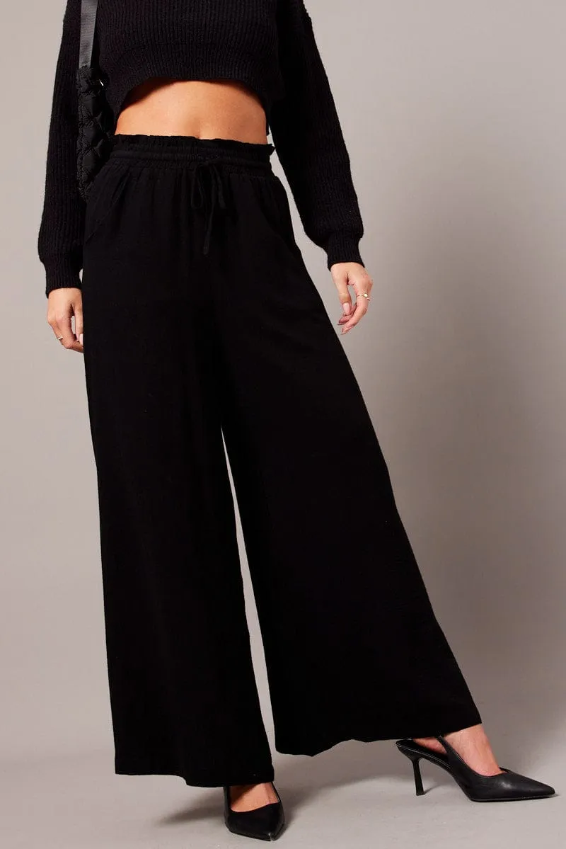 Black Wide Leg Pants High Rise sold by Ally Fashion
