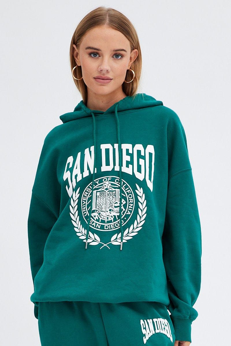 Green Graphic Hoodie Sweater Long Sleeve sold by Ally Fashion product image thumbnail 3