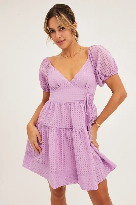 Purple Wrap Dress Short Sleeve Mini sold by Ally Fashion