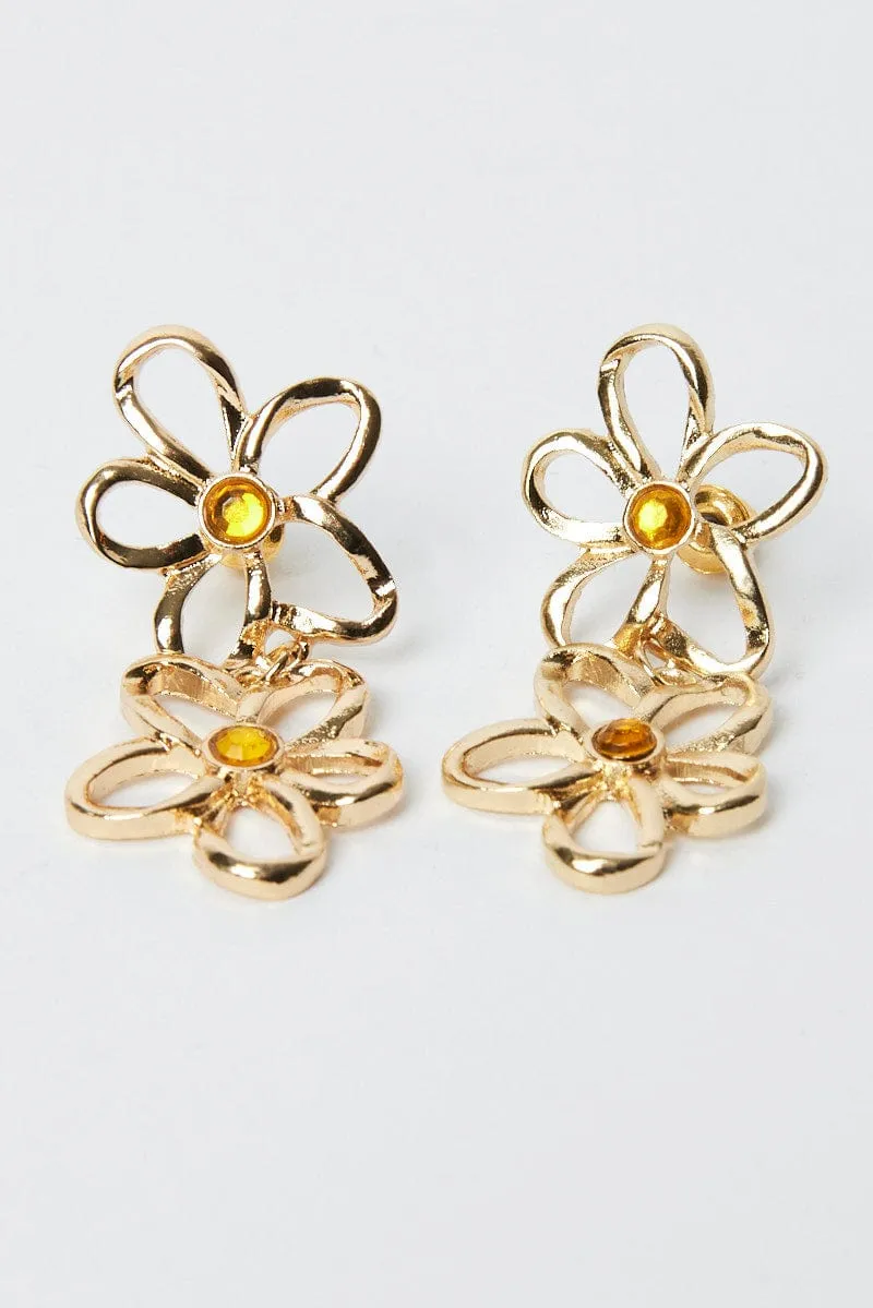 Gold Flower Earrings sold by Ally Fashion