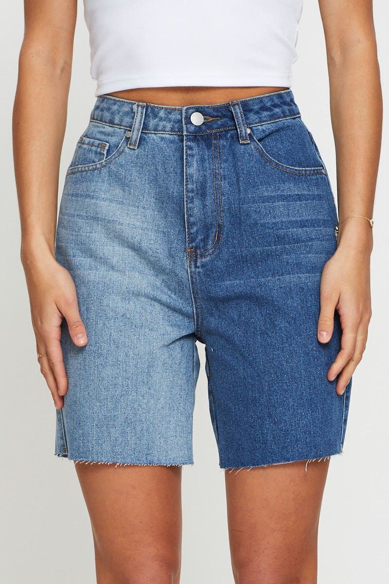 Blue High Rise Denim Shorts sold by Ally Fashion product image thumbnail 5