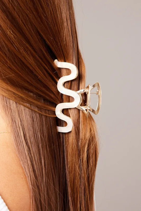 Gold Waved Hair Claw Clip sold by Ally Fashion