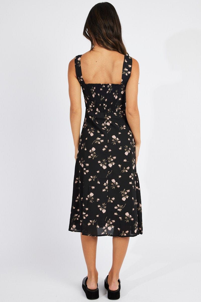 Black Floral Midi Dress Sleeveless sold by Ally Fashion product image thumbnail 5