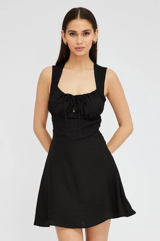 Black Fit and Flare Dress Sleeveless Corset sold by Ally Fashion