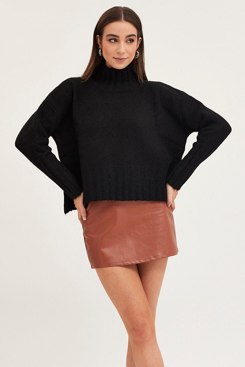 Black Knit Top Long Sleeve Turtleneck sold by Ally Fashion product image thumbnail 3