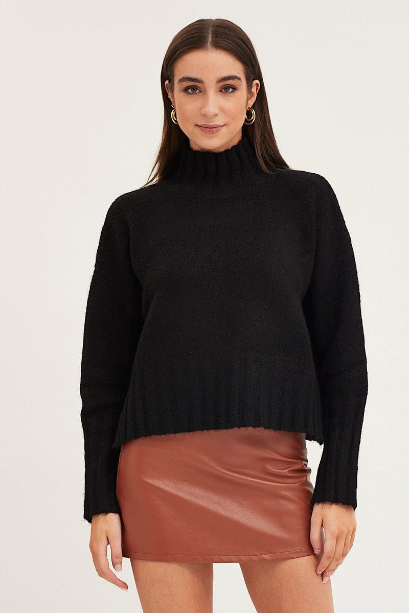 Black Knit Top Long Sleeve Turtleneck sold by Ally Fashion