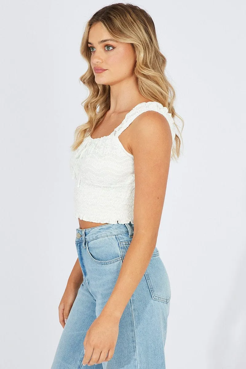 White Lace Top Crop Sleeveless sold by Ally Fashion product image thumbnail 4