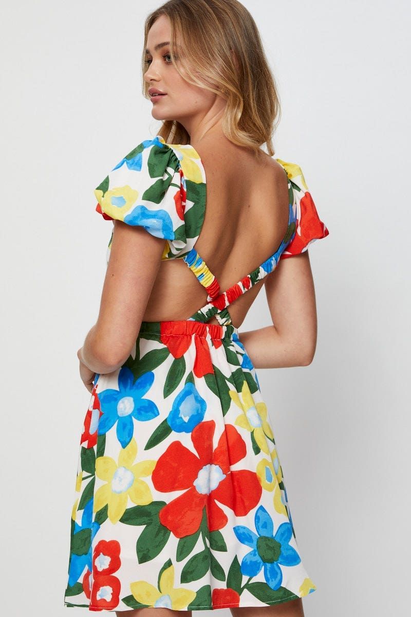 Print Mini Dress Short Sleeve Evening sold by Ally Fashion