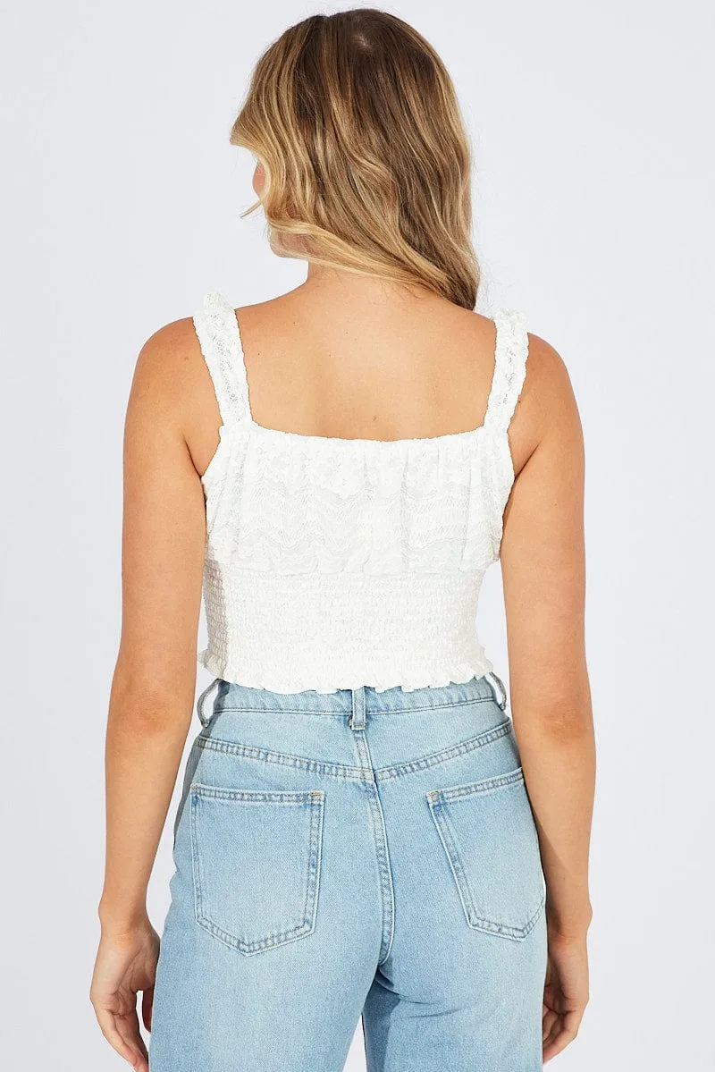 White Lace Top Crop Sleeveless sold by Ally Fashion product image thumbnail 5
