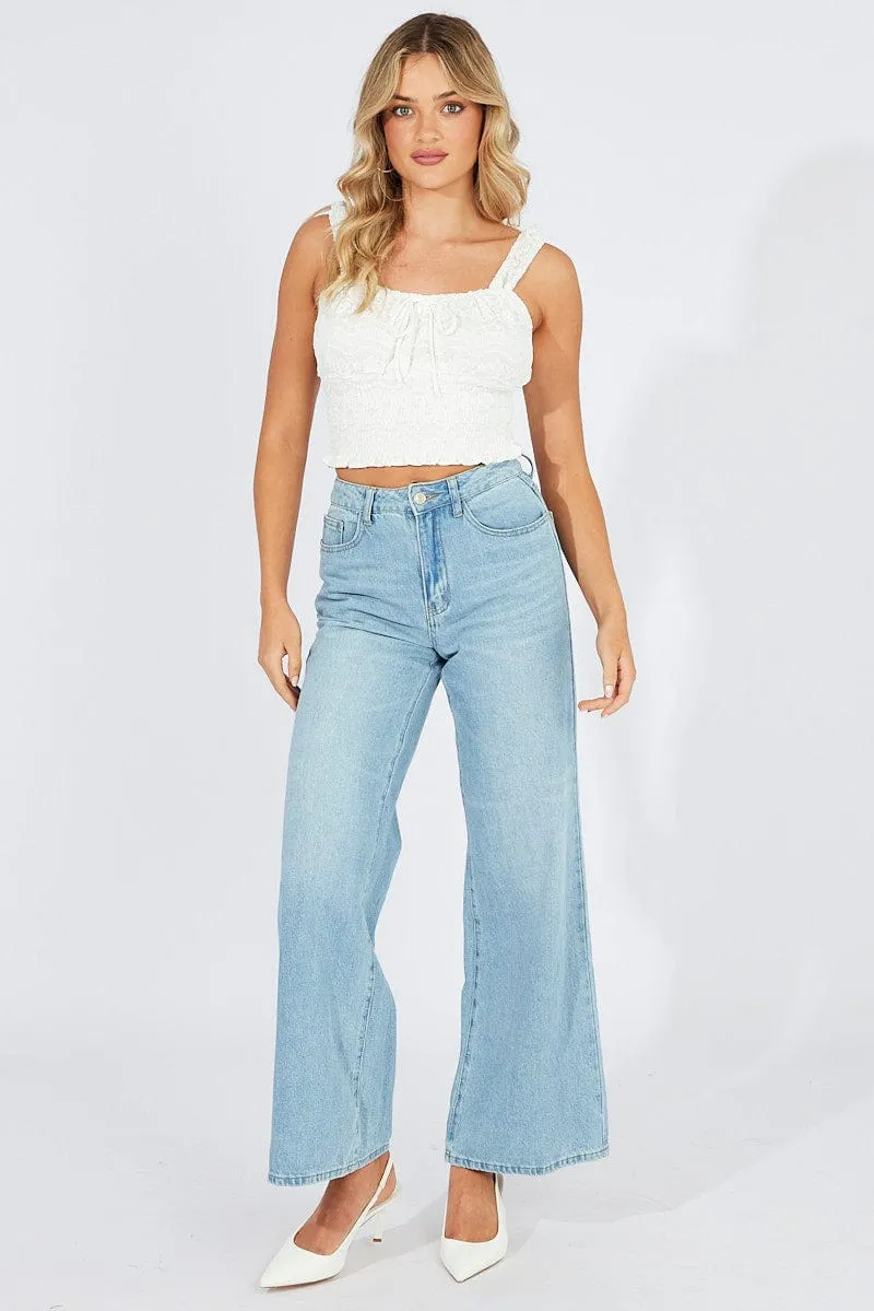 White Lace Top Crop Sleeveless sold by Ally Fashion product image thumbnail 2
