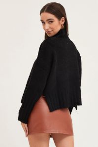Black Knit Top Long Sleeve Turtleneck sold by Ally Fashion
