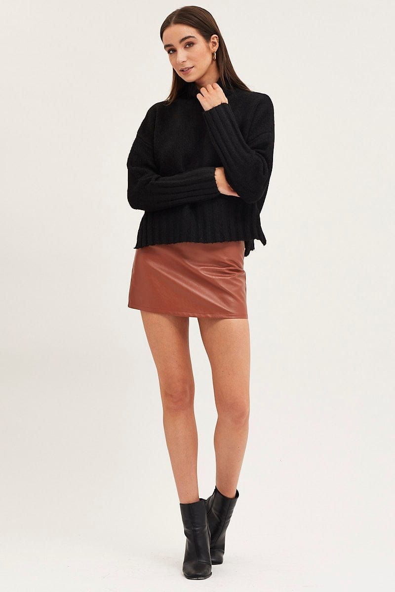 Black Knit Top Long Sleeve Turtleneck sold by Ally Fashion product image thumbnail 2