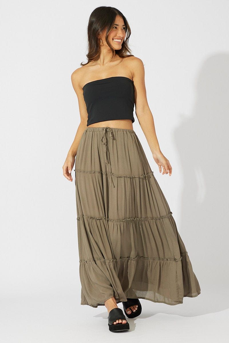 Green Maxi Skirt Tiered sold by Ally Fashion product image thumbnail 3