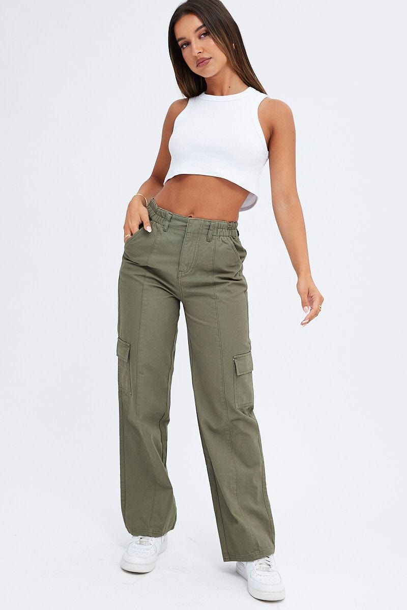 Green Cargo Pants Mid Rise sold by Ally Fashion