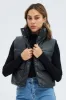 Black Puffer Zip Sleeveless  Faux Leather sold by Ally Fashion