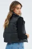 Black Puffer Zip Sleeveless  Faux Leather sold by Ally Fashion