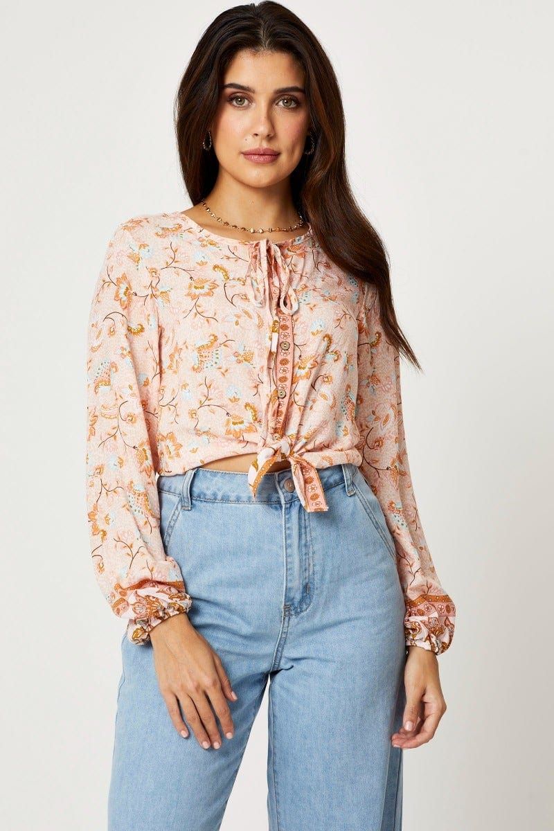 Boho Print Button Front Boho Top sold by Ally Fashion