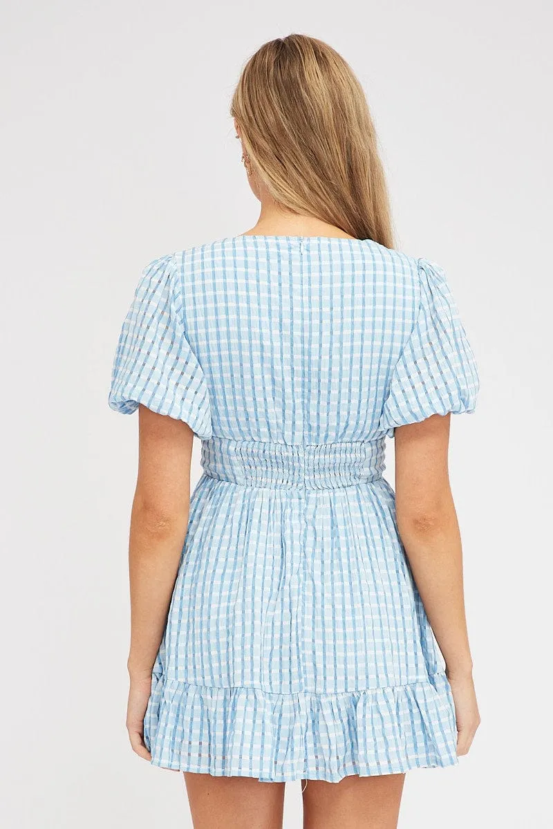 Blue Fit And Flare Dress Puff Sleeve Mini sold by Ally Fashion product image thumbnail 5