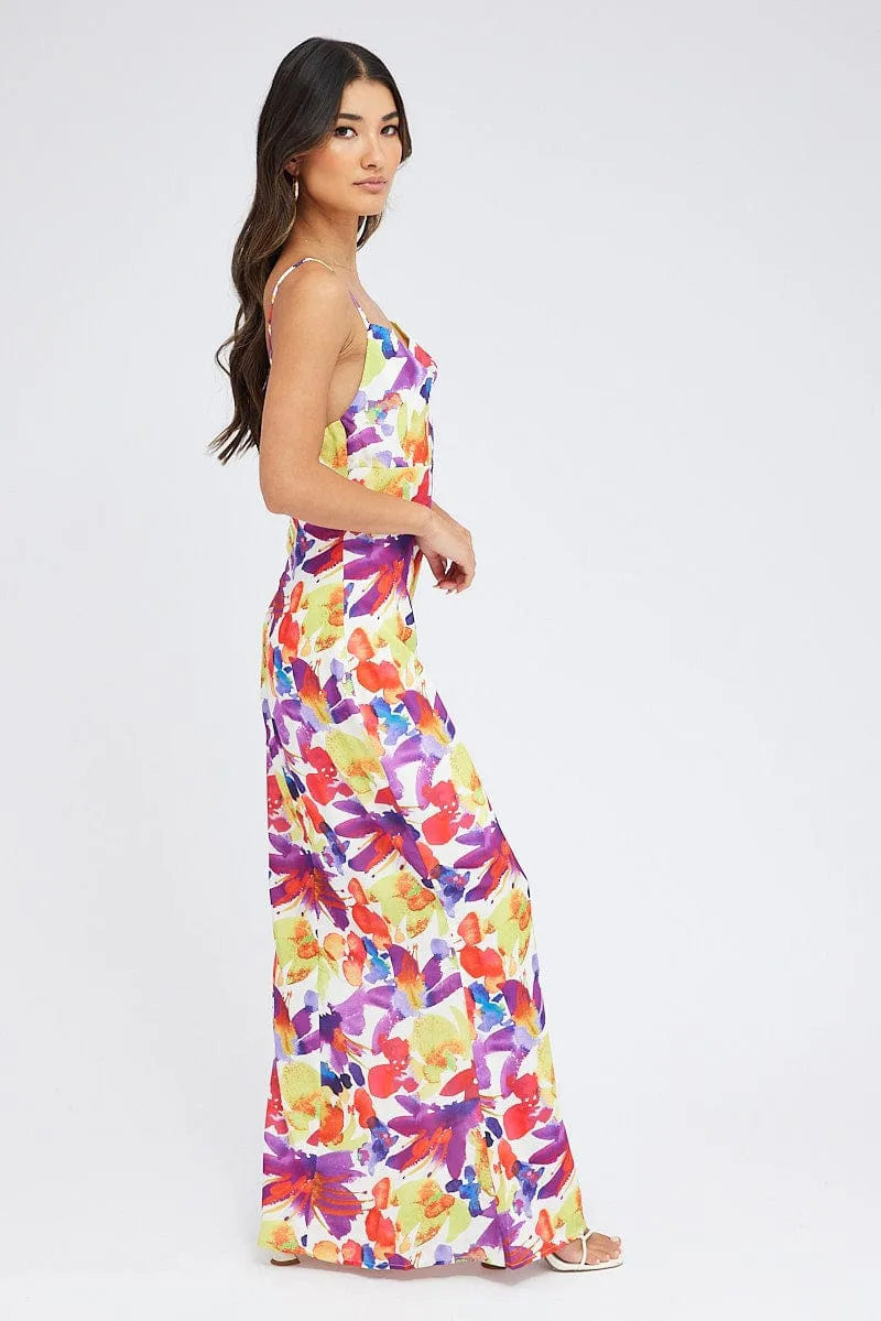 Multi Floral Maxi Dress Slip Cami Watercolour Print sold by Ally Fashion product image thumbnail 5