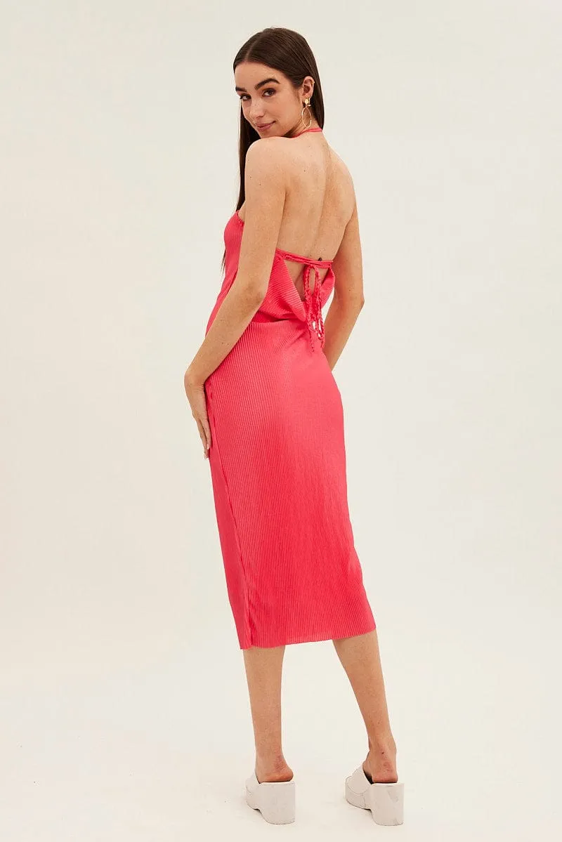 Pink Midi Dress Bandeau Plisse sold by Ally Fashion product image thumbnail 5