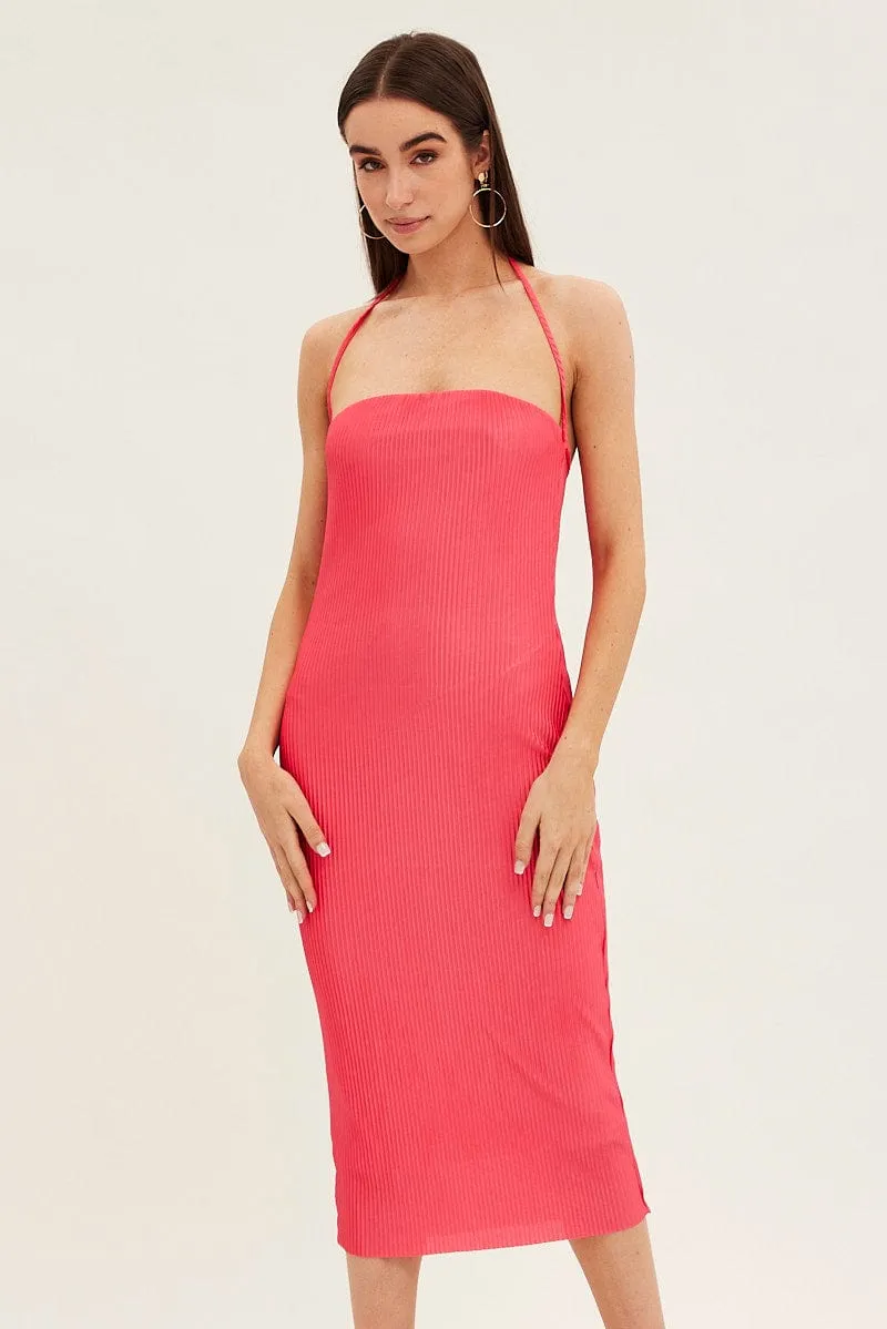 Pink Midi Dress Bandeau Plisse sold by Ally Fashion product image thumbnail 2
