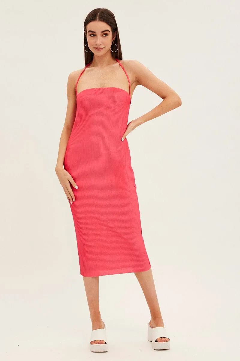 Pink Midi Dress Bandeau Plisse sold by Ally Fashion product image thumbnail 3