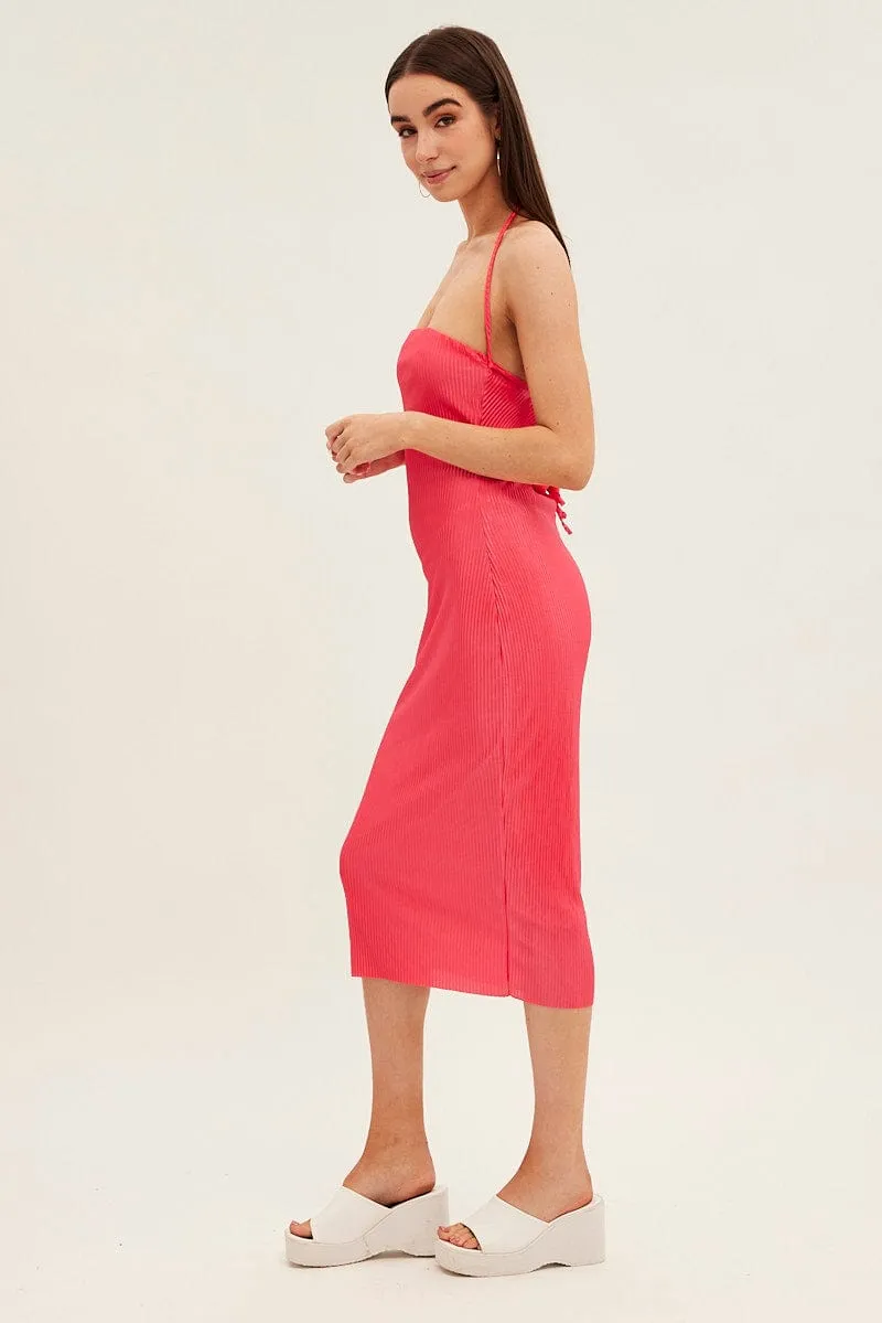 Pink Midi Dress Bandeau Plisse sold by Ally Fashion product image thumbnail 4