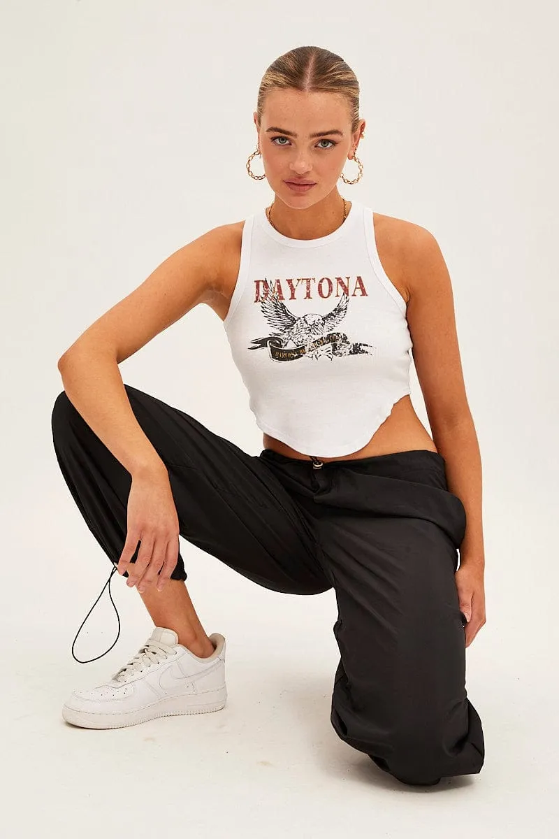 Black Cargo Parachute Pants sold by Ally Fashion